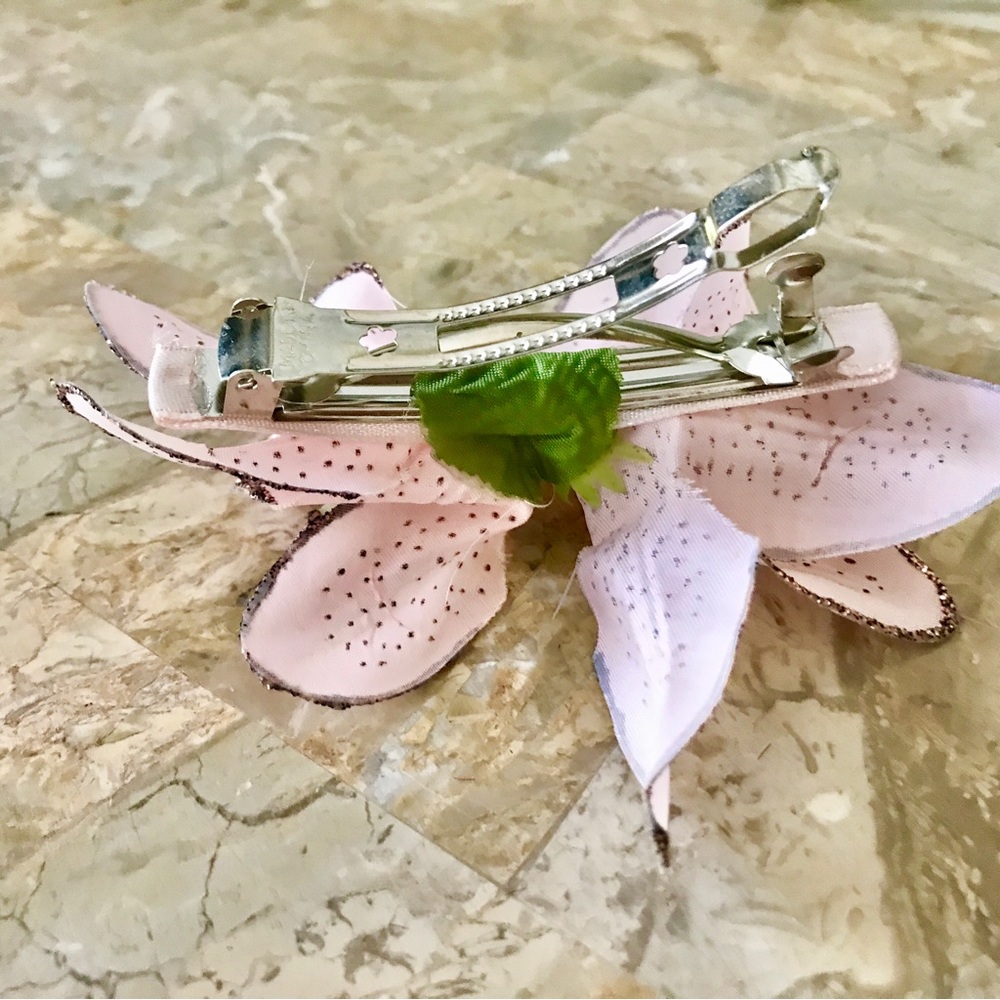š„Pink Orchids Hair Clip Barrette Pink/Greenā - Picture 7 of 11